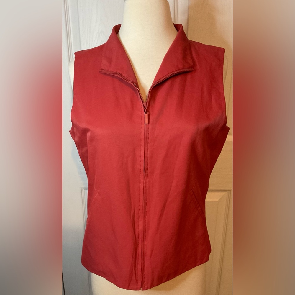 Eileen Fisher Burnt Orange Zip Vest Size Small Petite